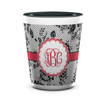 Black Lace Ceramic Shot Glass - 1.5 oz - Two Tone - Set of 4 (Personalized)