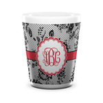 Black Lace Ceramic Shot Glass - 1.5 oz - White - Single (Personalized)