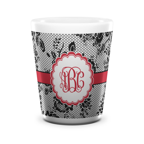 Black Lace Shot Glass - White - FRONT