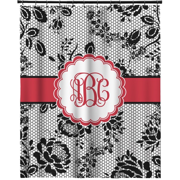 Custom Black Lace Extra Long Shower Curtain - 70"x84" (Personalized)