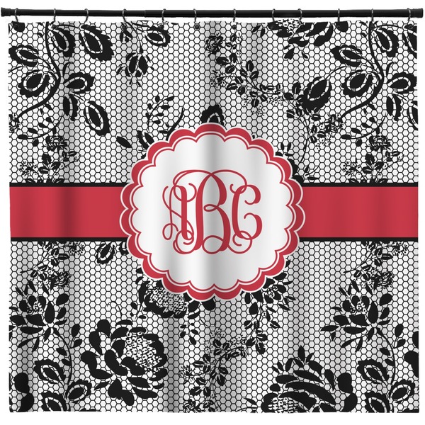 Custom Black Lace Shower Curtain - 71" x 74" (Personalized)