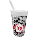 Black Lace Sippy Cup with Straw (Personalized)