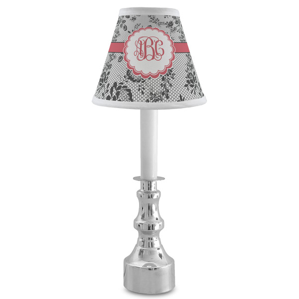 Black Lace Small Chandelier Lamp - LIFESTYLE (on candle stick)