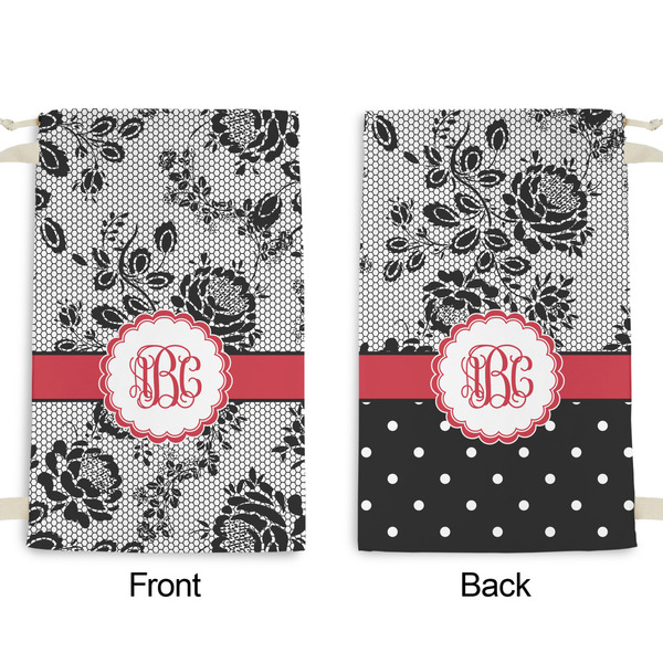 Black Lace Small Laundry Bag - Front & Back View