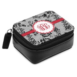 Black Lace Small Leatherette Travel Pill Case (Personalized)