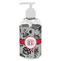 Black Lace Plastic Soap / Lotion Dispenser (8 oz - Small - White) (Personalized)