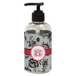 Black Lace Plastic Soap / Lotion Dispenser (8 oz - Small - Black) (Personalized)