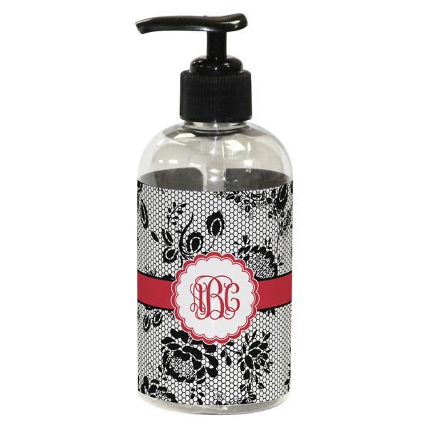 Custom Black Lace Plastic Soap / Lotion Dispenser (8 oz - Small - Black) (Personalized)