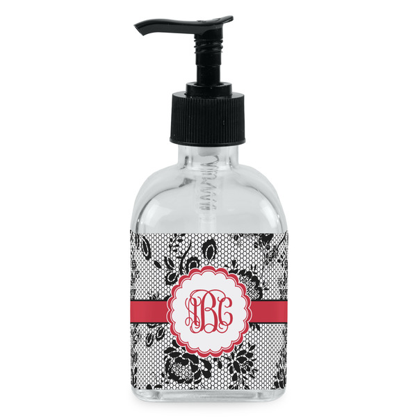 Custom Black Lace Glass Soap & Lotion Bottle - Single Bottle (Personalized)