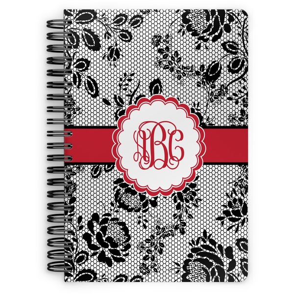 Custom Black Lace Spiral Notebook (Personalized)