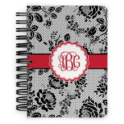 Black Lace Spiral Notebook - 5x7 w/ Monogram