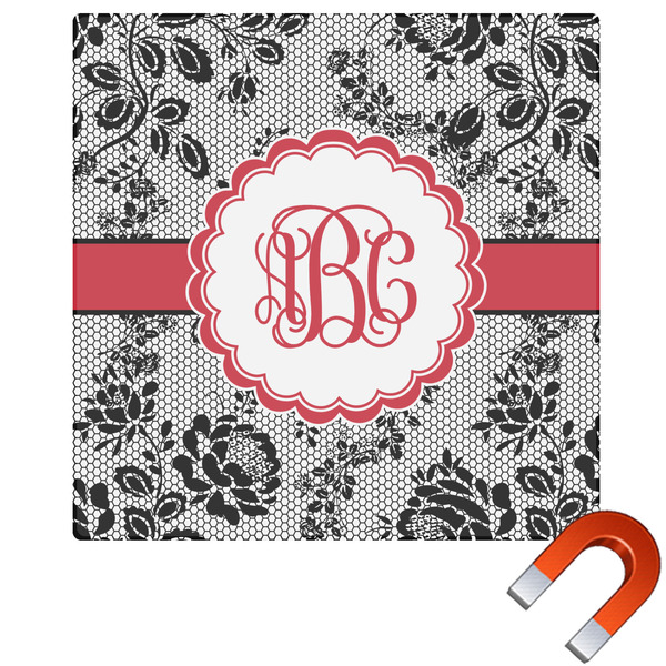 Custom Black Lace Square Car Magnet - 10" (Personalized)