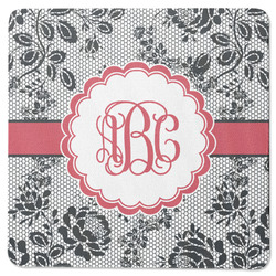 Black Lace Square Rubber Backed Coaster (Personalized)