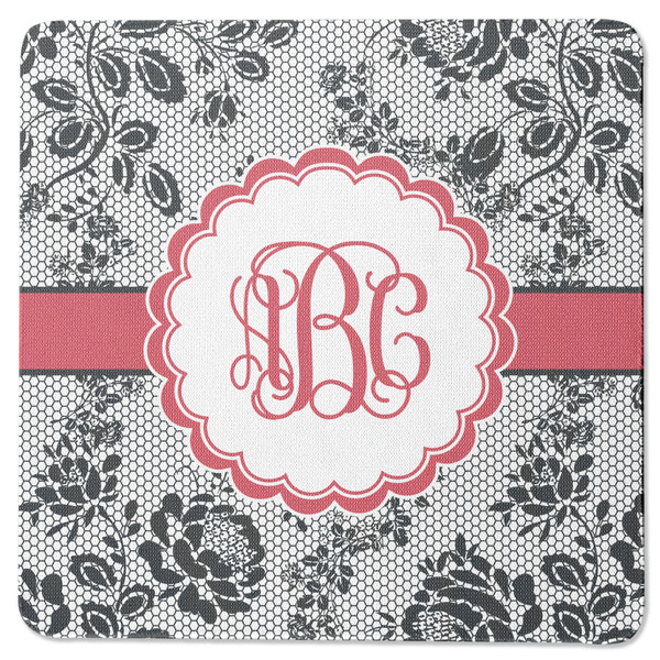 Custom Black Lace Square Rubber Backed Coaster (Personalized)