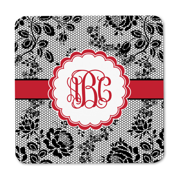 Black Lace Square Fridge Magnet - FRONT