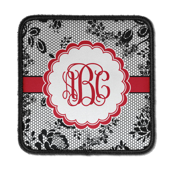 Custom Black Lace Iron On Square Patch w/ Monogram