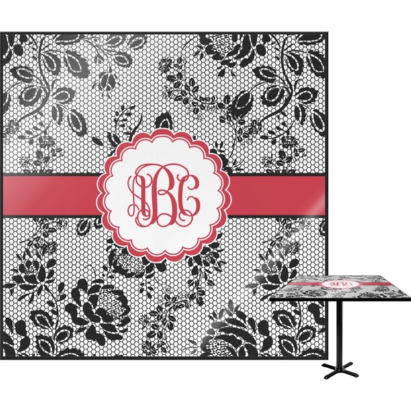 Custom Black Lace Square Table Top - 24" (Personalized)