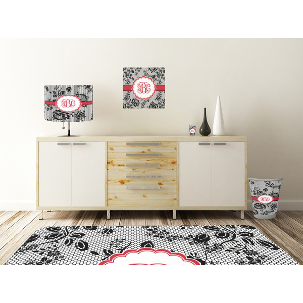 Black Lace Square Wall Decal Wooden Desk