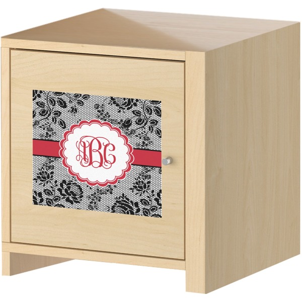 Black Lace Square Wall Decal on Wooden Cabinet