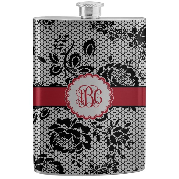 Custom Black Lace Stainless Steel Flask (Personalized)