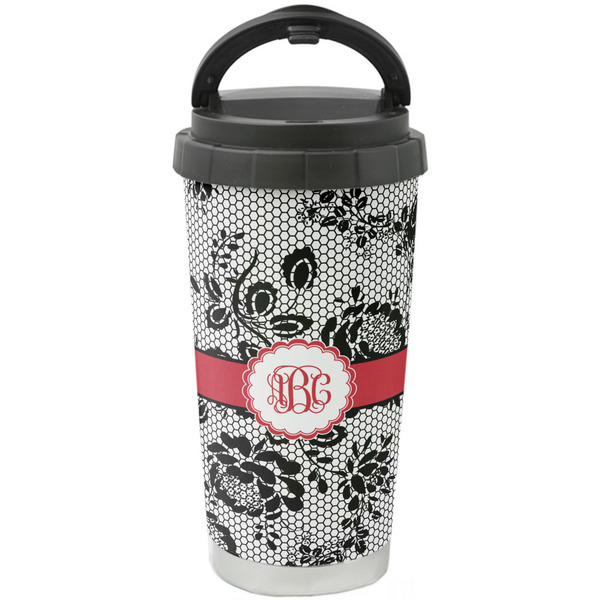 Custom Black Lace Stainless Steel Coffee Tumbler (Personalized)