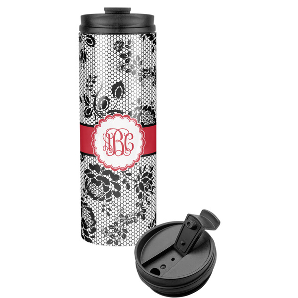 Custom Black Lace Stainless Steel Skinny Tumbler (Personalized)