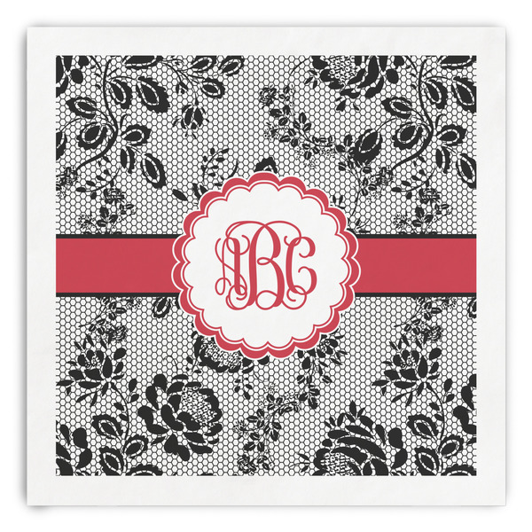 Custom Black Lace Paper Dinner Napkins (Personalized)