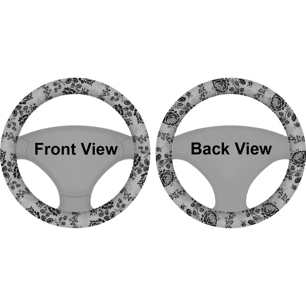 Black Lace Steering Wheel Cover- Front and Back