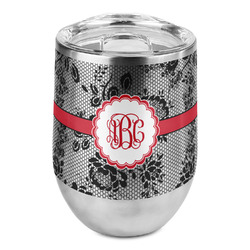 Black Lace Stemless Wine Tumbler - Full Print (Personalized)