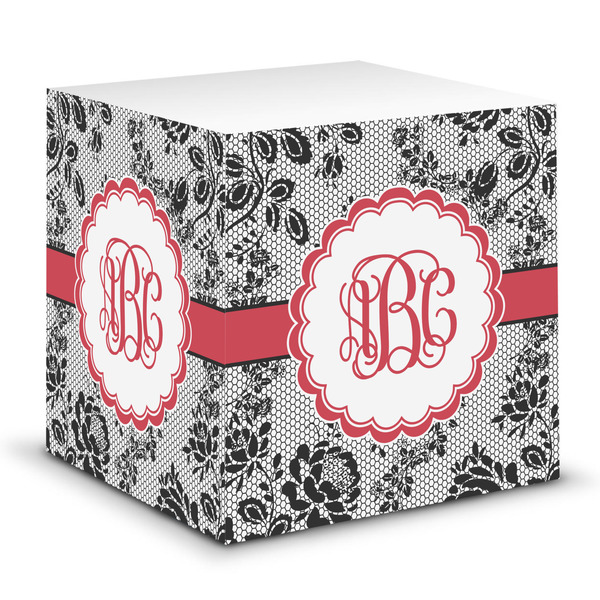 Custom Black Lace Sticky Note Cube (Personalized)