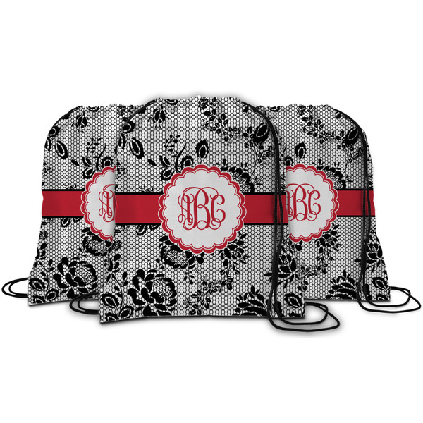 Black Lace String Backpack - MAIN