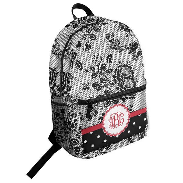 Custom Black Lace Student Backpack (Personalized)