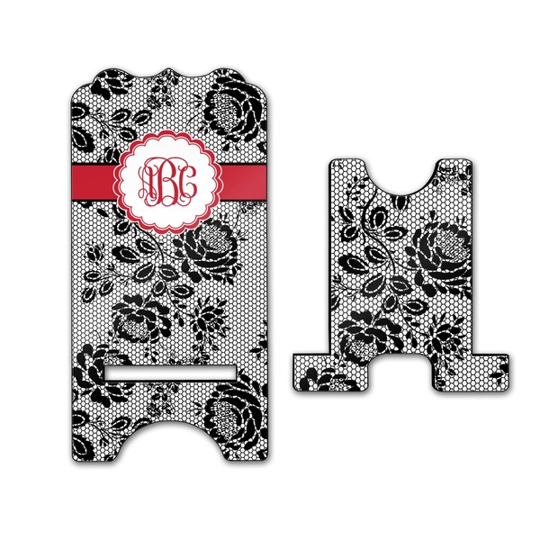 Black Lace Stylized Phone Stand - Front & Back - Large