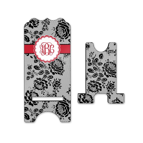 Black Lace Stylized Phone Stand - Front & Back - Small