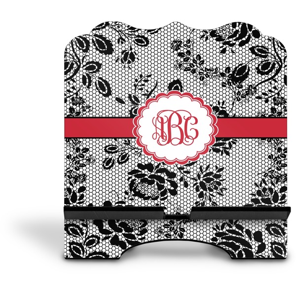 Black Lace Stylized Tablet Stand - Front without iPad