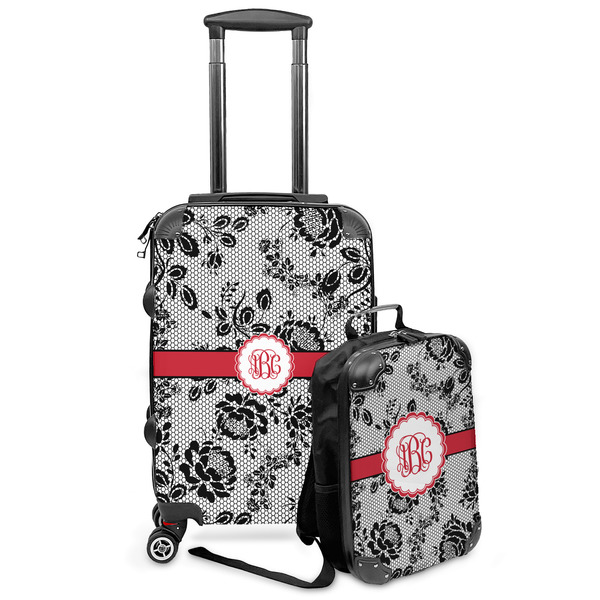 Custom Black Lace Kids 2-Piece Luggage Set - Suitcase & Backpack (Personalized)