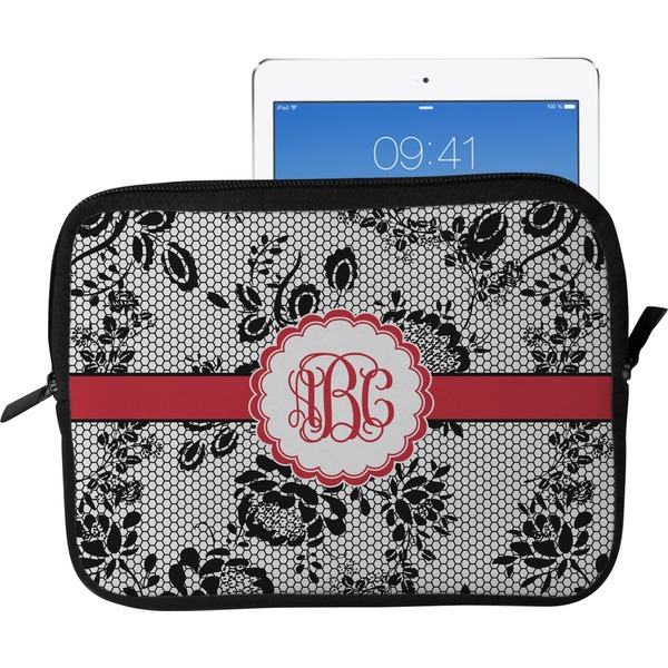 Custom Black Lace Tablet Case / Sleeve - Large (Personalized)