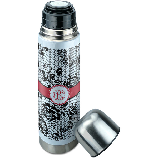 Black Lace Thermos - Lid Off