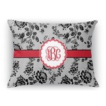Black Lace Rectangular Throw Pillow Case (Personalized)