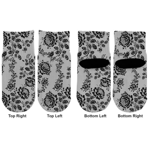 Black Lace Toddler Ankle Socks - Double Pair - Front and Back - Apvl