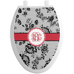 Black Lace Toilet Seat Decal - Elongated (Personalized)