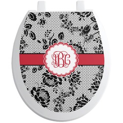 Black Lace Toilet Seat Decal (Personalized)