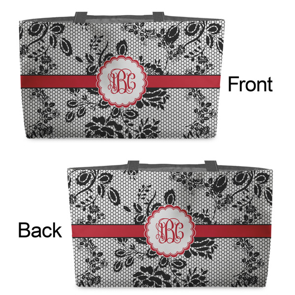 Black Lace Tote w/Black Handles - Front & Back Views