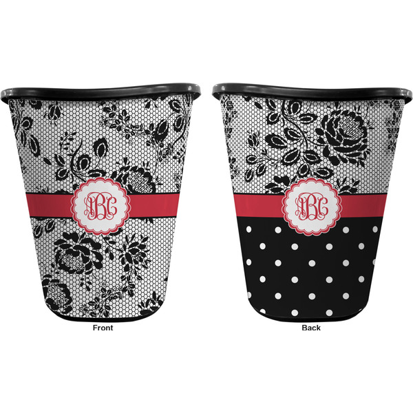Black Lace Trash Can Black - Front and Back - Apvl