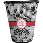 Black Lace Waste Basket - Single Sided (Black) (Personalized)