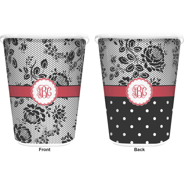 Black Lace Trash Can White - Front and Back - Apvl