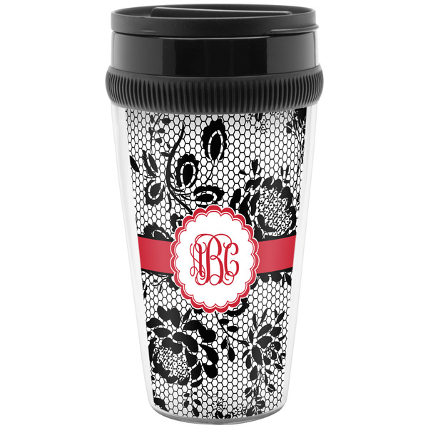 Custom Black Lace Acrylic Travel Mug without Handle (Personalized)