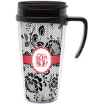 Black Lace Acrylic Travel Mug with Handle (Personalized)