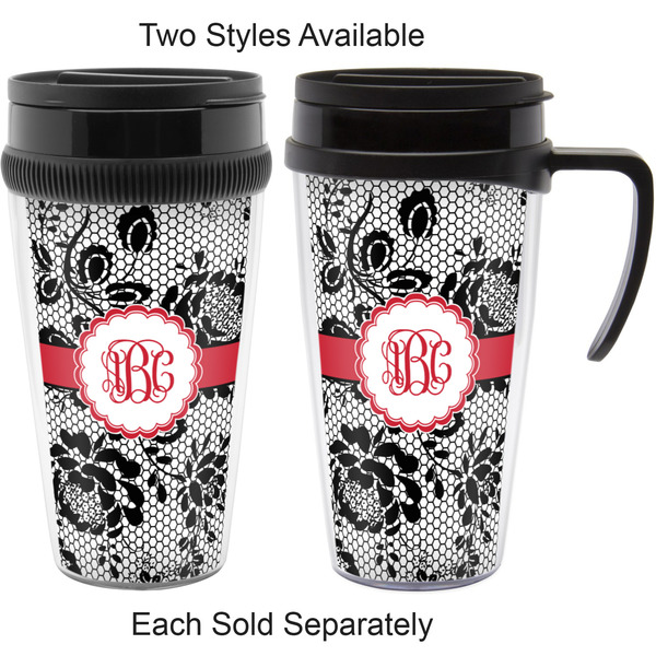 Black Lace Travel Mugs - with & without Handle