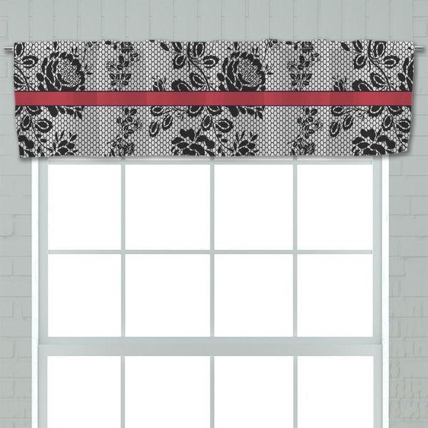 Black Lace Valance - Closeup on window